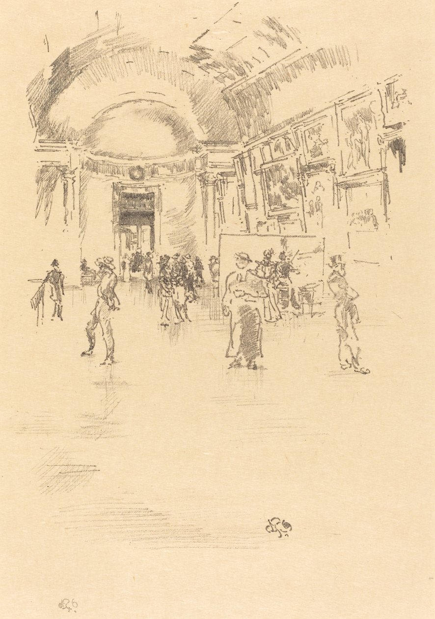 De lange galerij, Louvre door James Abbott McNeill Whistler