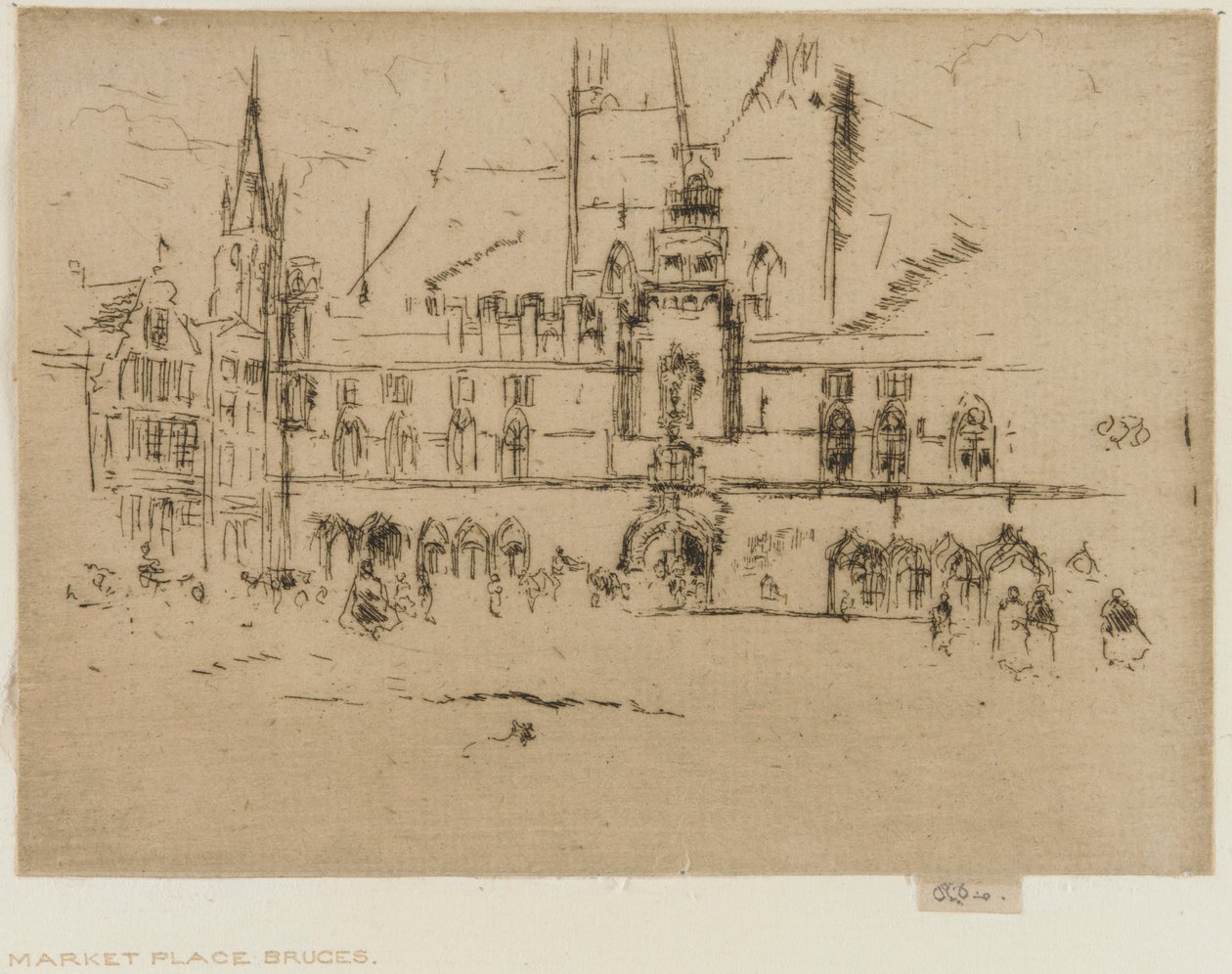 De Markt, Brugge, 1887 door James Abbott McNeill Whistler