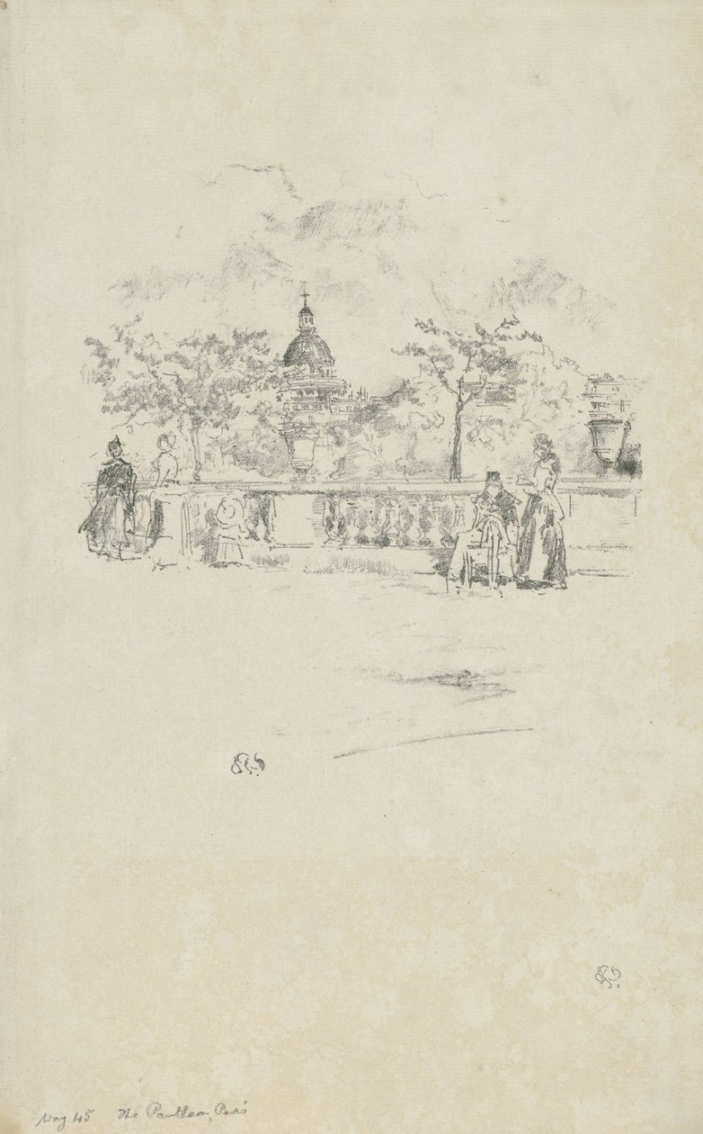 Het Pantheon, vanaf het terras van de Luxemburgse Tuinen door James Abbott McNeill Whistler