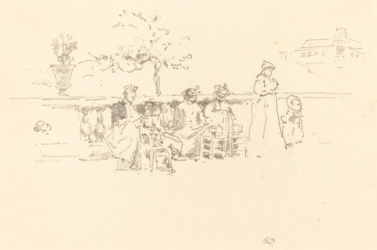 Het terras, Luxemburg door James Abbott McNeill Whistler