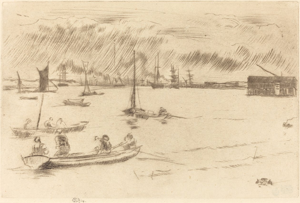 De Theems richting Erith, ca. 1877 door James Abbott McNeill Whistler