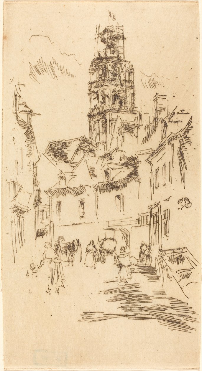 Tour St. Antoine, Loches, 1888 door James Abbott McNeill Whistler