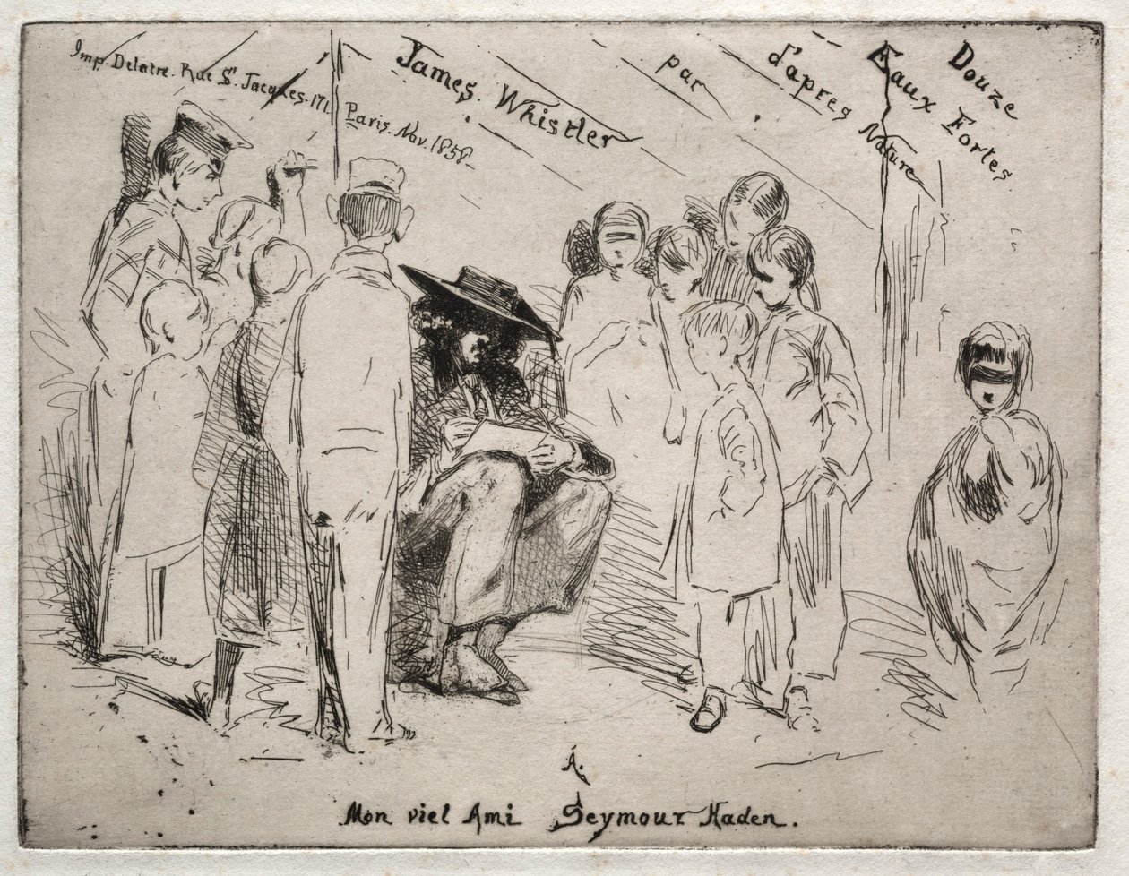 Twaalf etsen uit de natuur: Titelpagina - Delauney schetsen door James Abbott McNeill Whistler