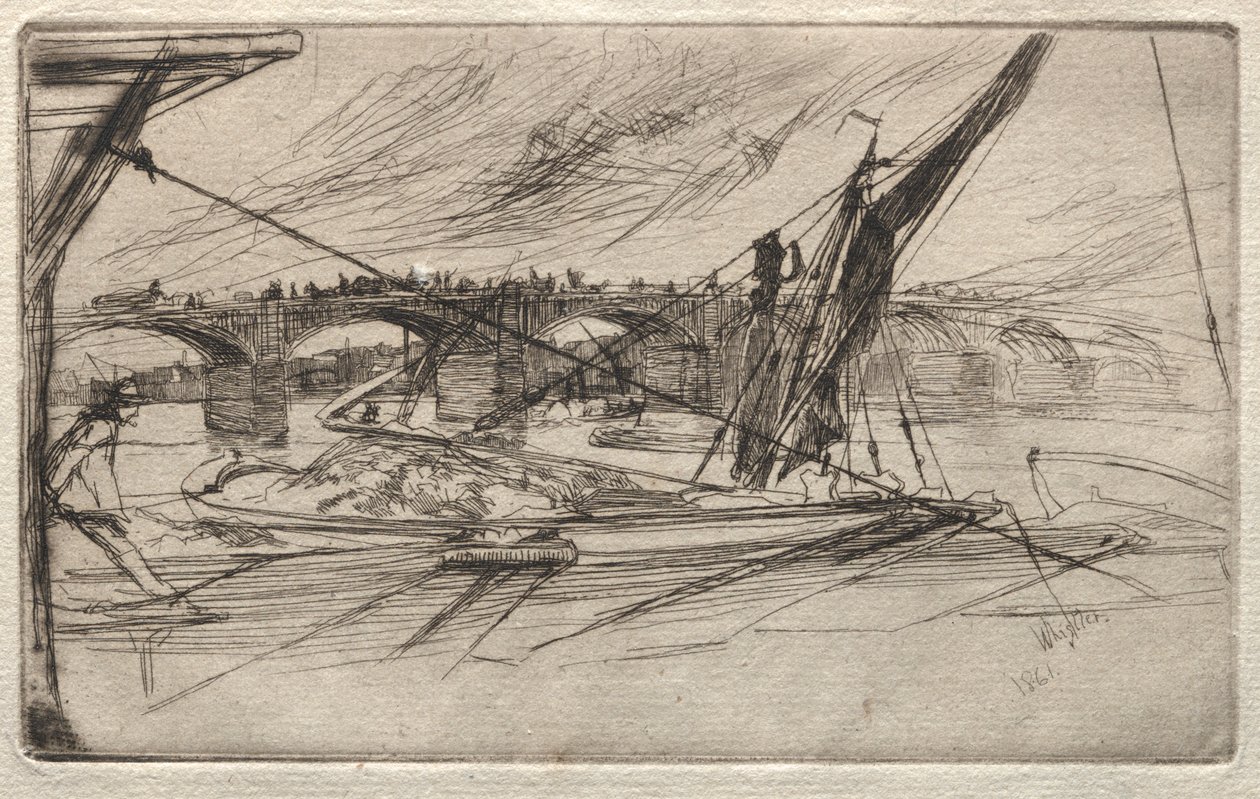 Vauxhall Bridge, 1861 door James Abbott McNeill Whistler