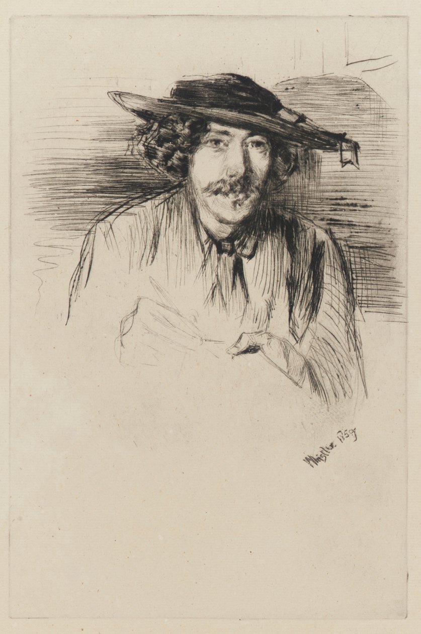 Whistler met een hoed, 1859 door James Abbott McNeill Whistler