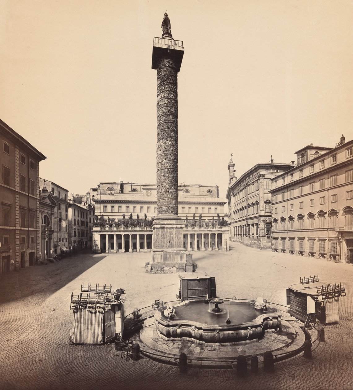 Piazza Colonna, zuil van Marcus Aurelius en Palazzo Chigi door James Anderson
