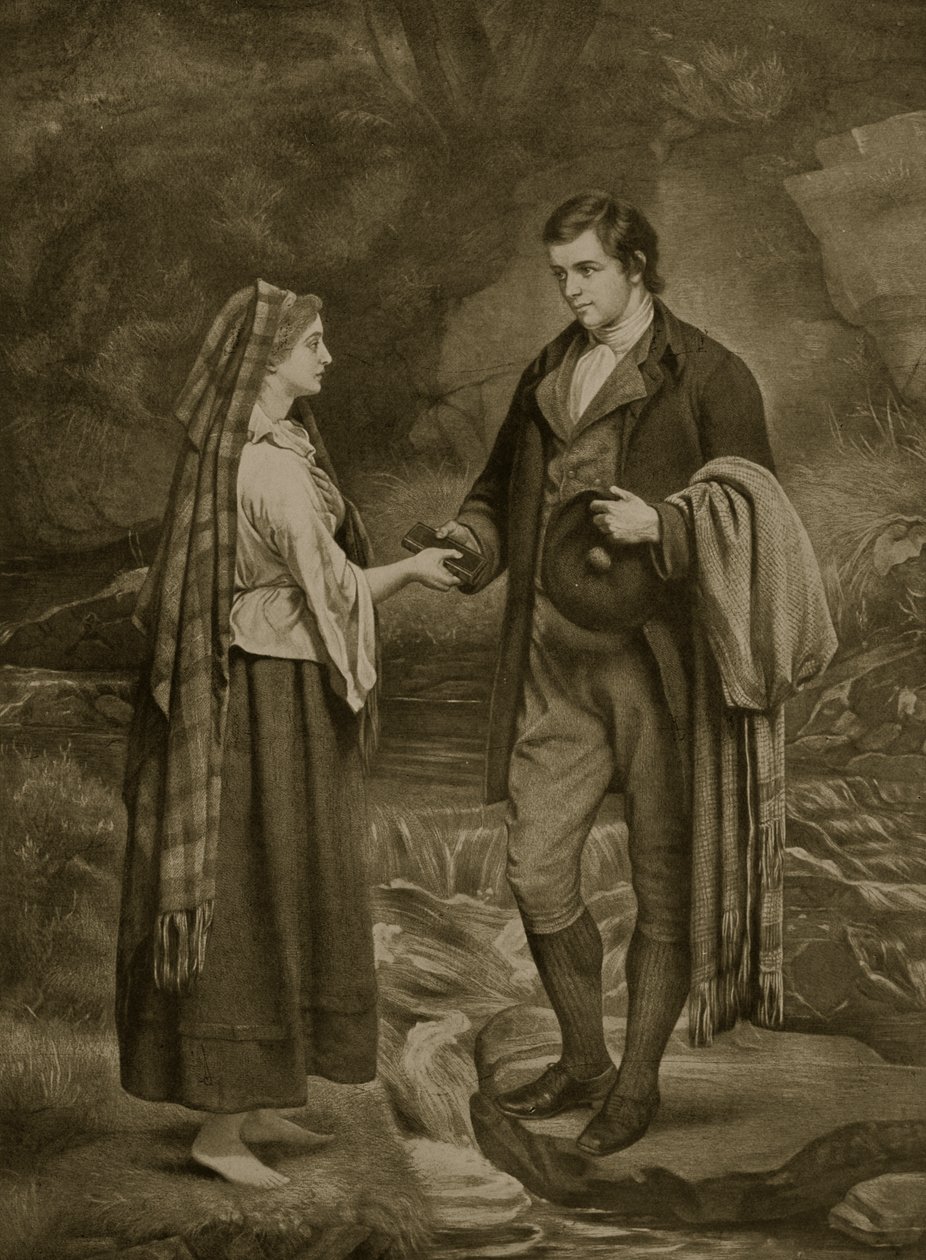 Verloving van Robert Burns en Highland Mary, 1785, illustratie uit 