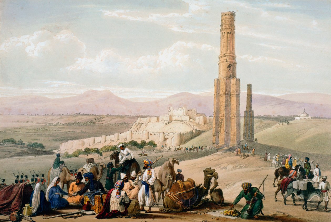 Fort en citadel van Ghanzi, Eerste Anglo-Afghaanse Oorlog, 1838-1842 c1850 door James Atkinson