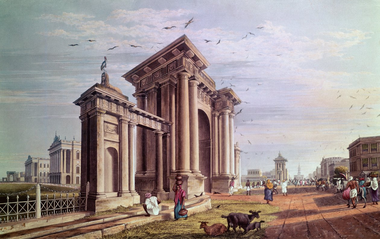 Court House Street, Calcutta (gegraveerd door Robert Havell, 1824) door James Baillie Fraser
