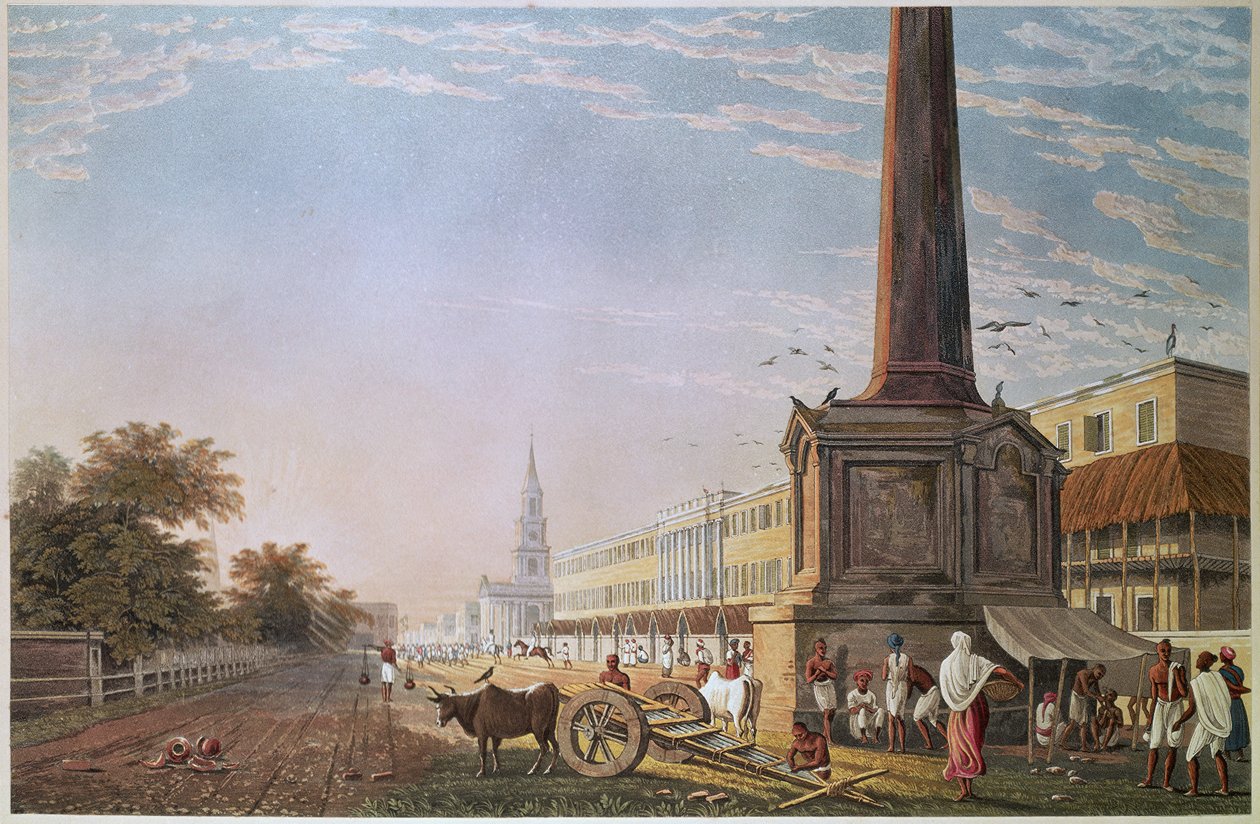 Writers Buildings, Calcutta, gegraveerd door Robert Havell, uitgegeven 1824 door James Baillie after Fraser