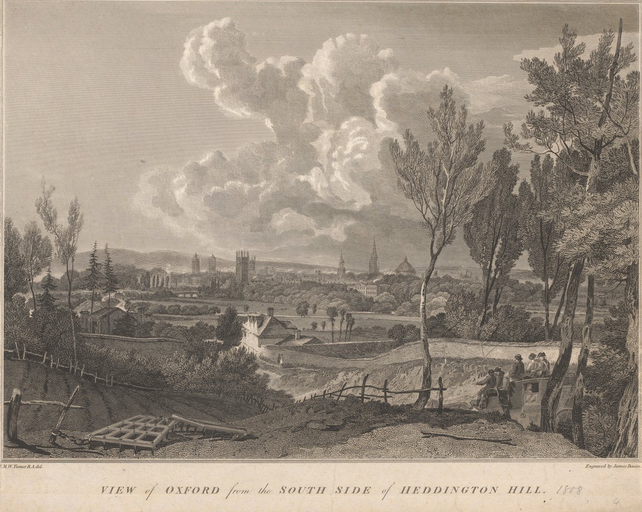Uitzicht op Oxford vanaf de zuidkant van Heddington Hill door James Basire