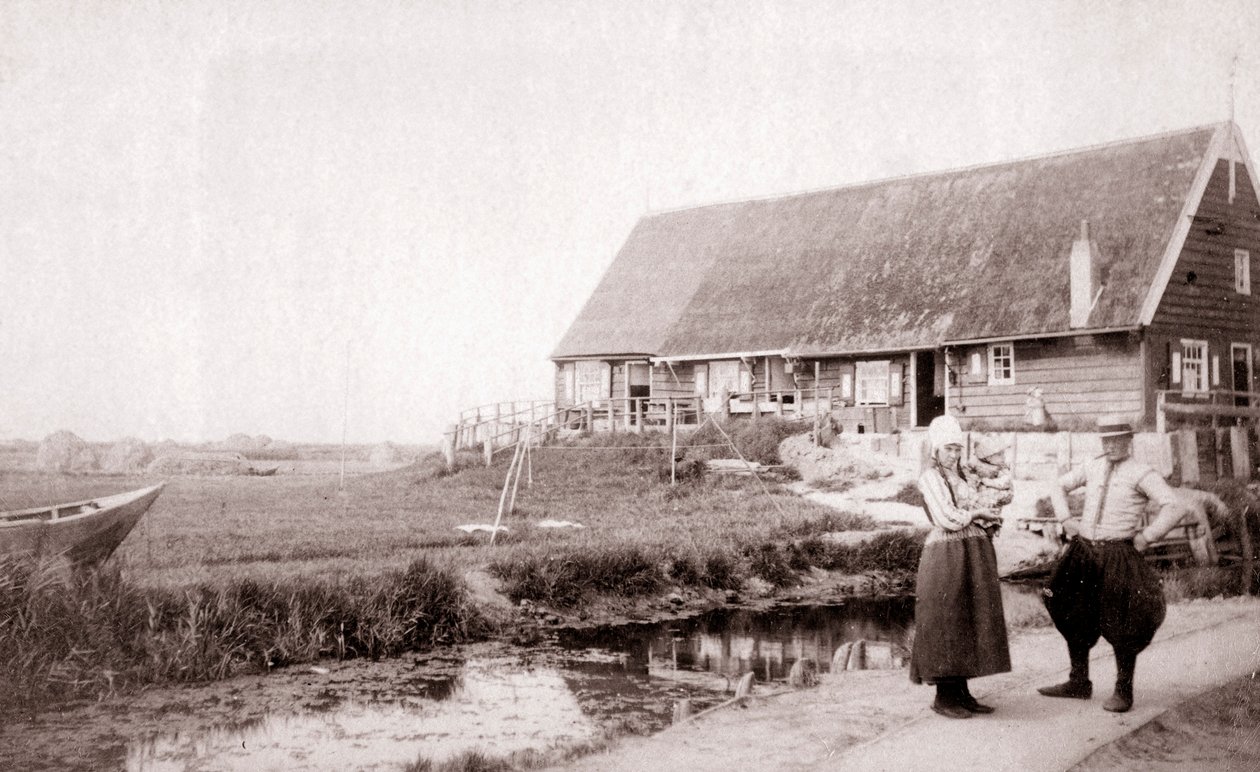 Inwoners van Marken Eiland, Nederland, 1898 door James Batkin