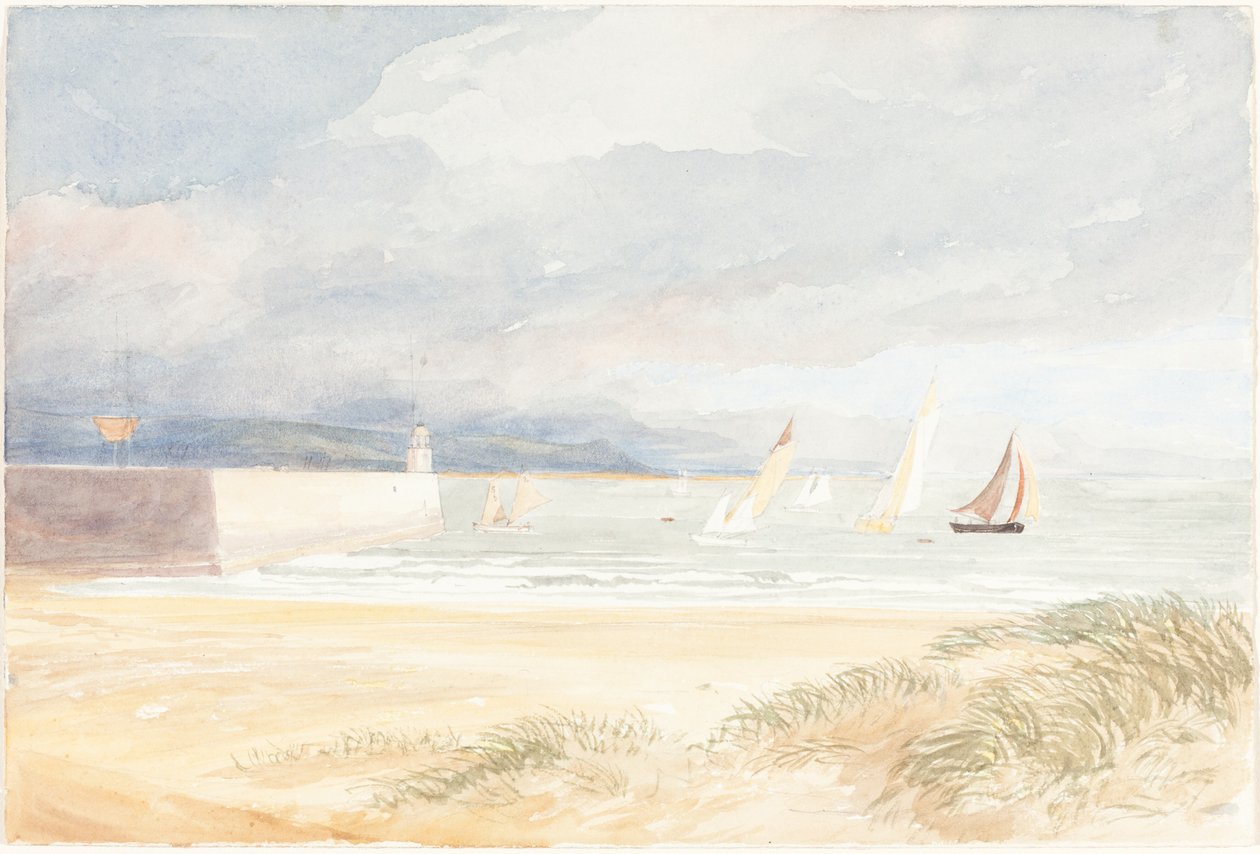 Kustscène met Zeilboten (Portland, Dorset?) door James Bulwer