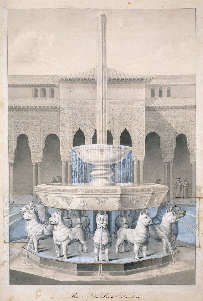 Fontein in de Hof van de Leeuwen, Alhambra, uit The Arabian Antiquities of Spain door James Cavanagh Murphy