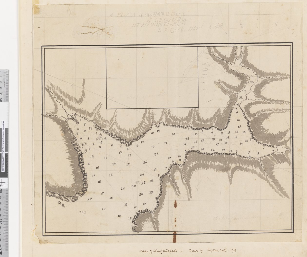 Een plan van de haven van Croque in Newfoundland door James Cook