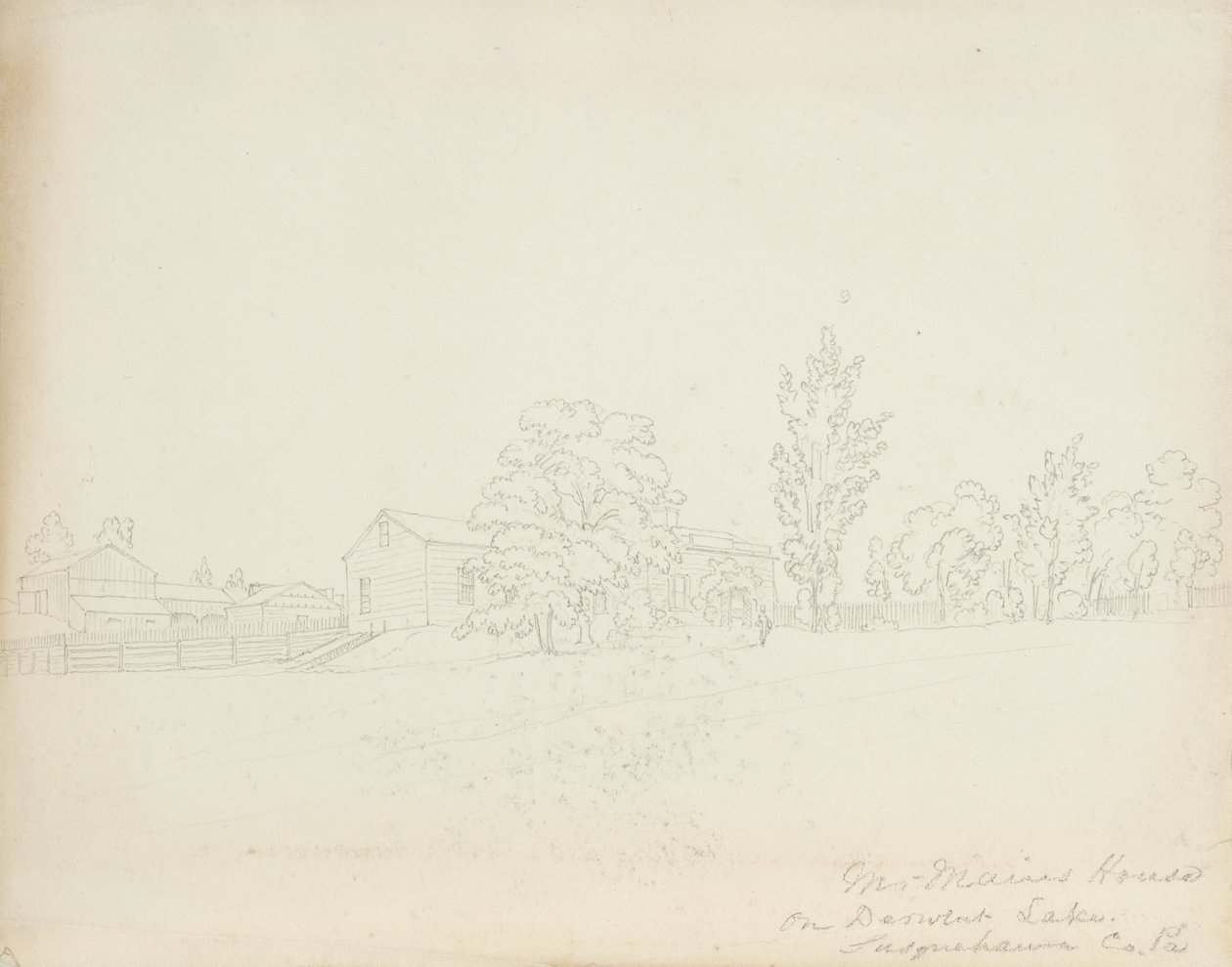 Huis van de heer Mains aan Derwent Lake, Susquehanna Co. Pa., 1843 door James David Smillie