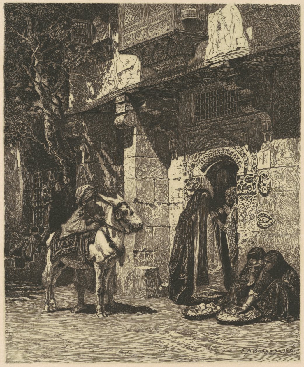 Een Dame uit Caïro op Bezoek door James David Smillie, after Frederic Arthur Bridgman