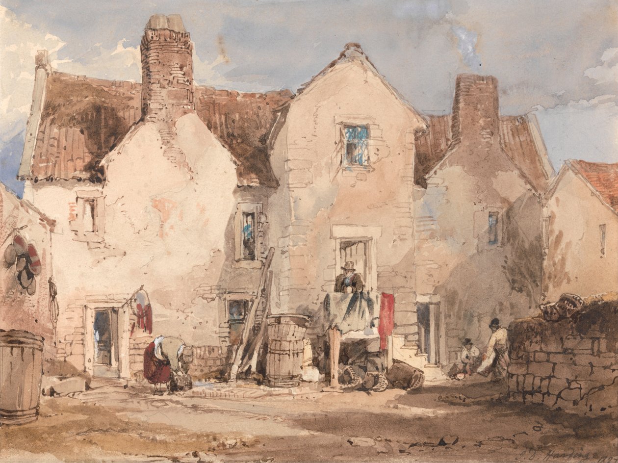 Vissershuizen bij Sculcoats nabij Hull, Yorkshire door James Duffield Harding