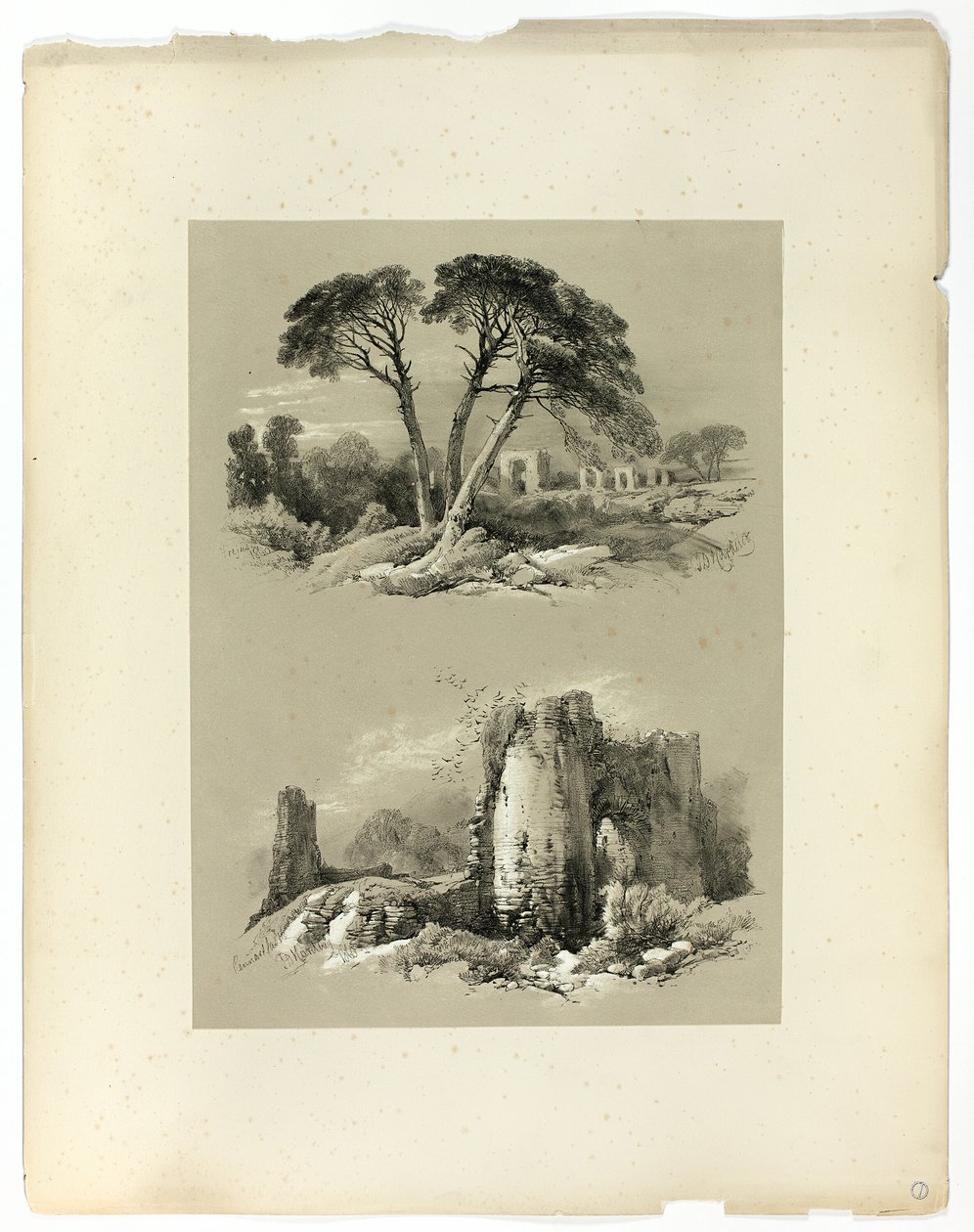 Frejus en Pennard Castle, uit Picturesque Selections door James Duffield Harding