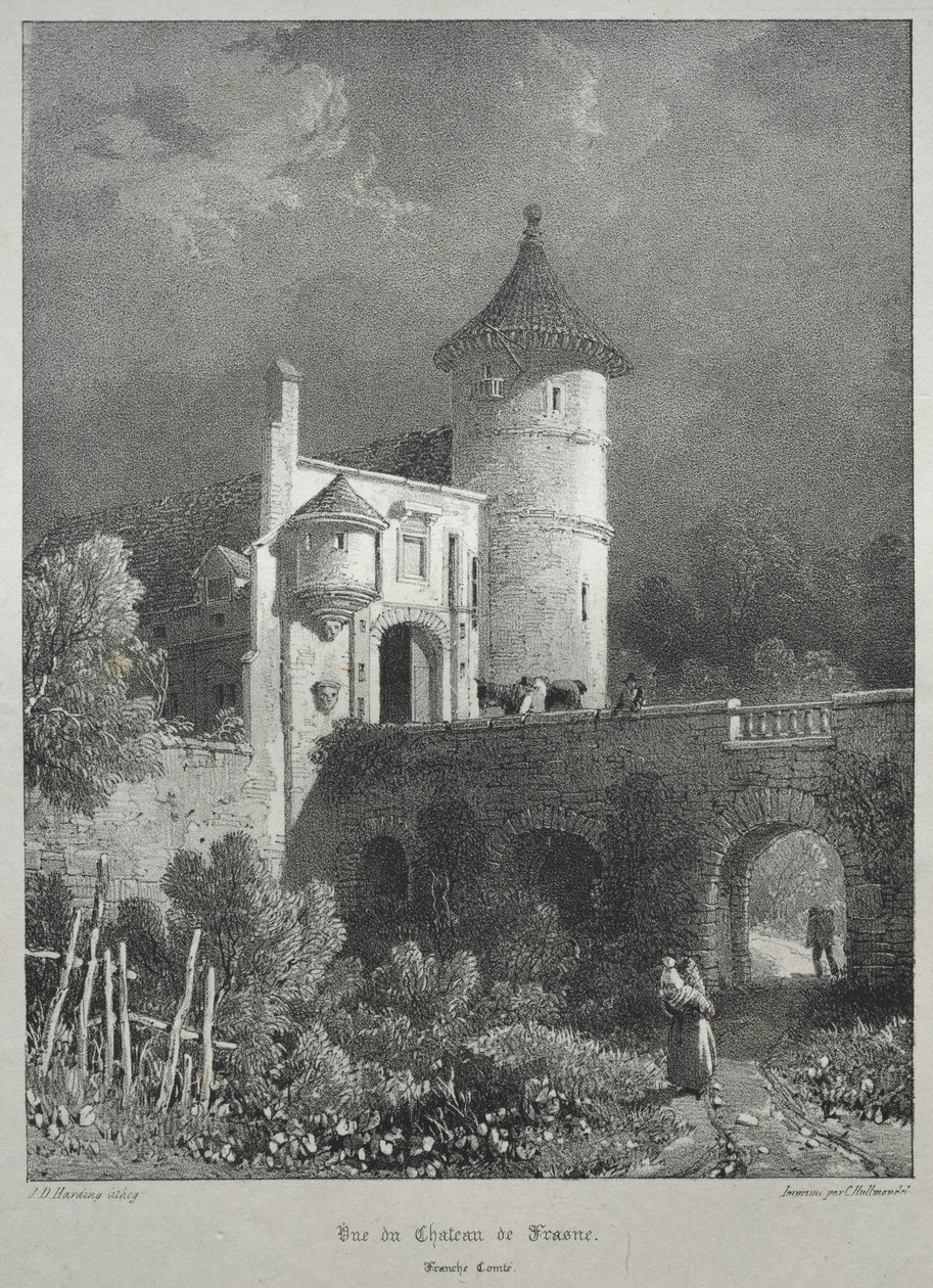 Pittoreske en romantische reizen in het oude Frankrijk. Franche-Comté: Uitzicht op het Kasteel van Frasne door James Duffield Harding