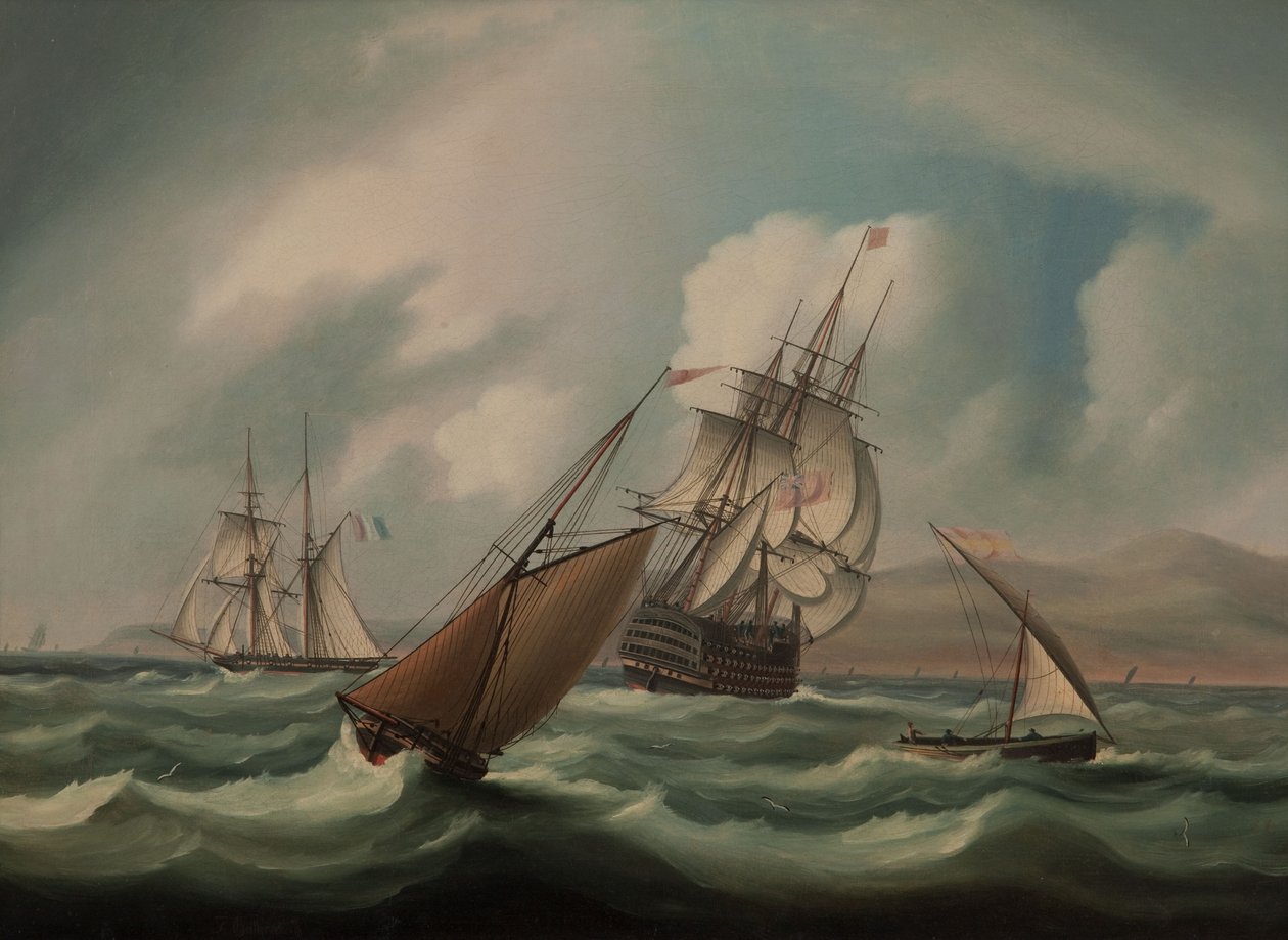 First Rater en andere scheepvaart voor de Spaanse kust door James E. Buttersworth