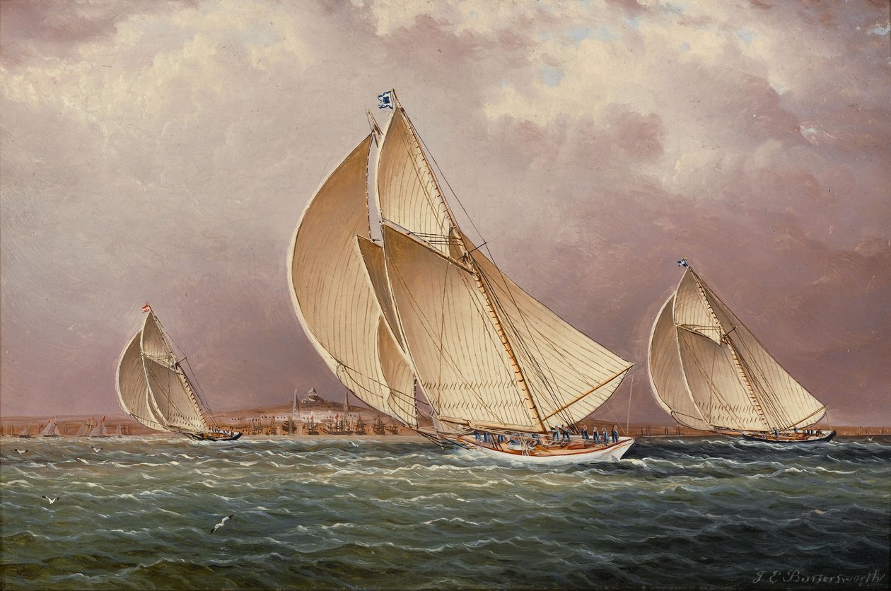 Yachting in Boston Harbor door James E. Buttersworth