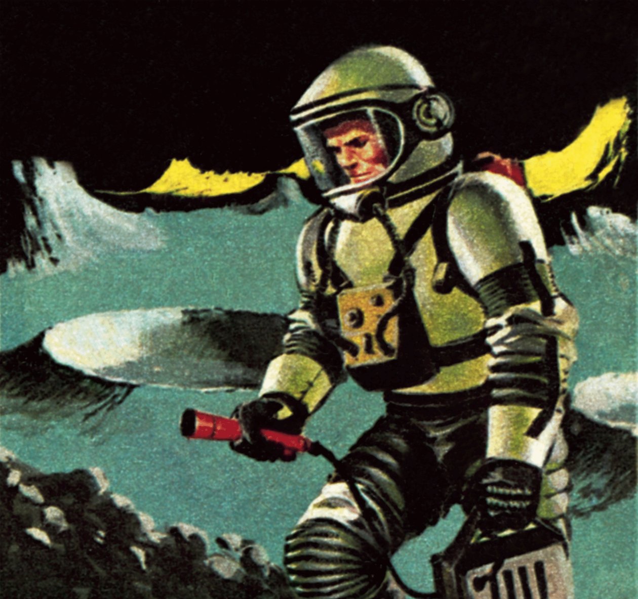Man op de maan, zoals voorgesteld in 1964 door James Edwin McConnell