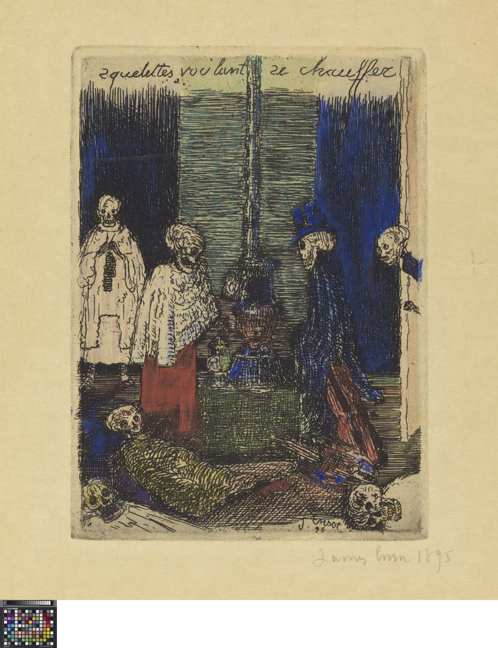 Skelette, die sich wärmen wollen door James Ensor
