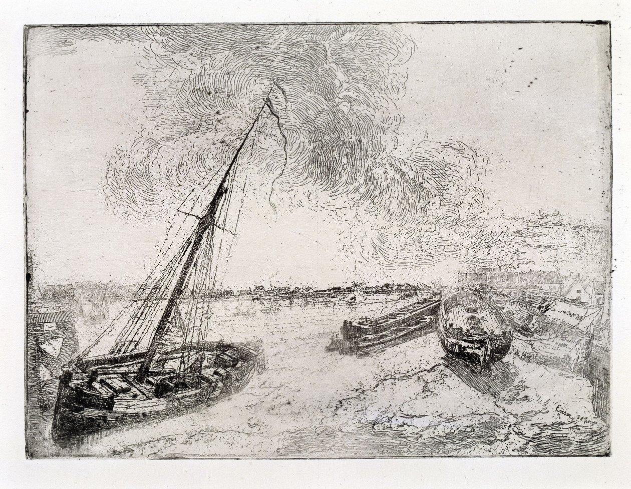 Gestrande schuiten door James Ensor
