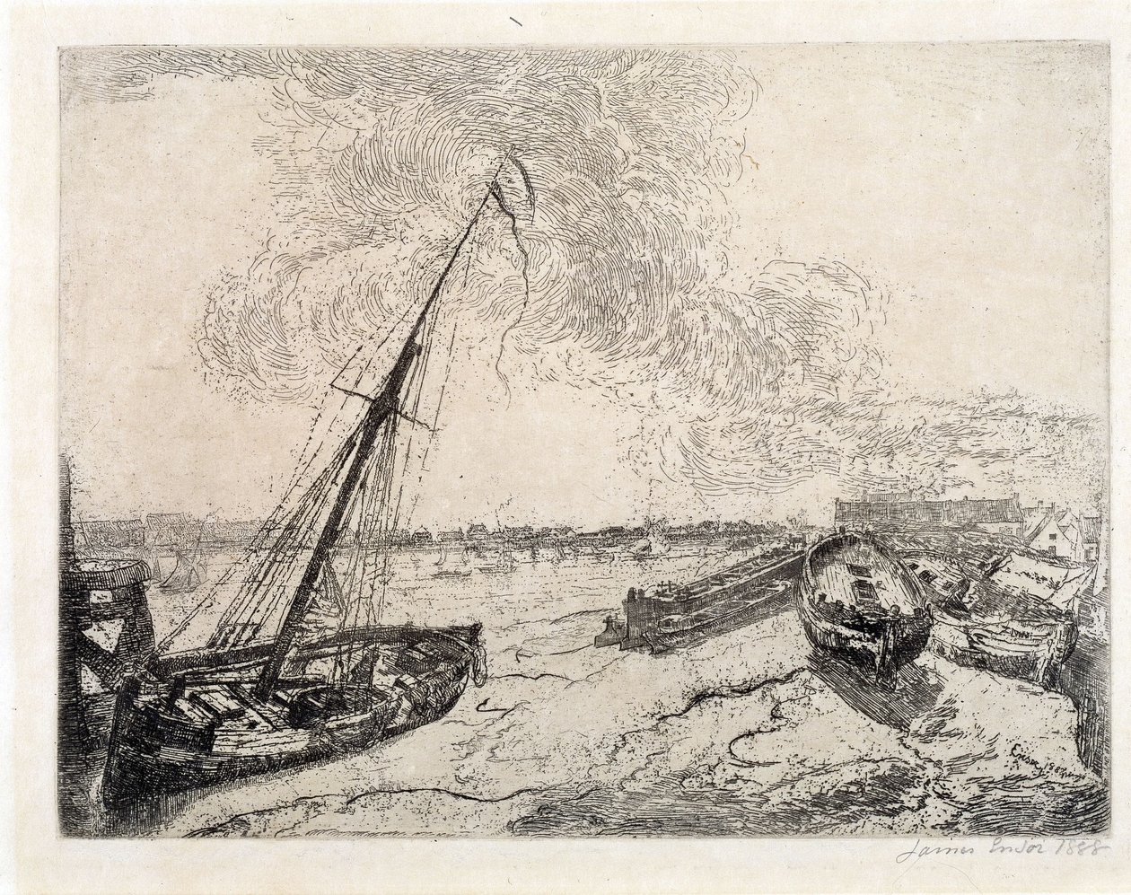 Gestrande schuiten door James Ensor