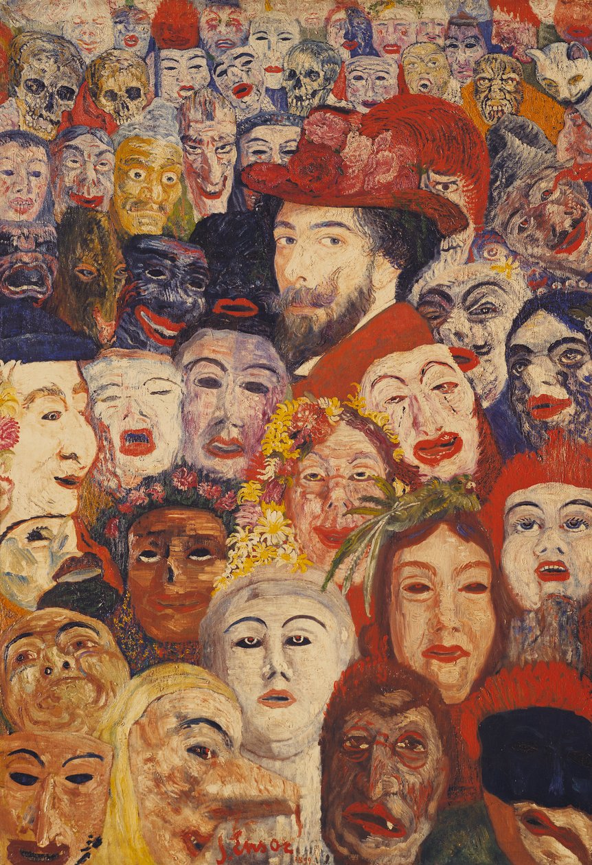 Mijn portret omringd door maskers door James Ensor