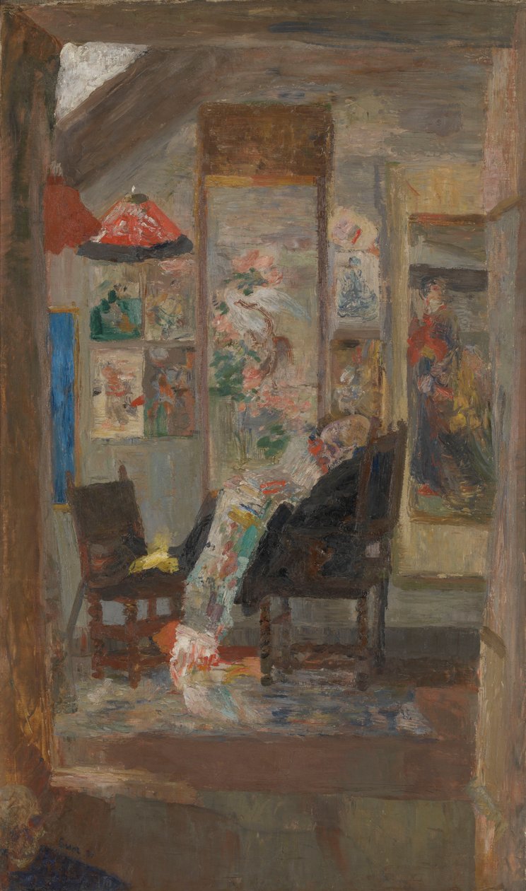 Skelet bekijkt chinoiserieën door James Ensor