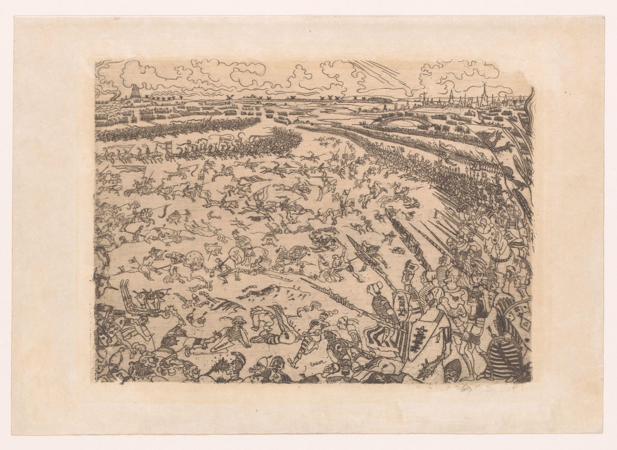 Strijdveld van de Guldensporenslag bij Kortrijk door James Ensor