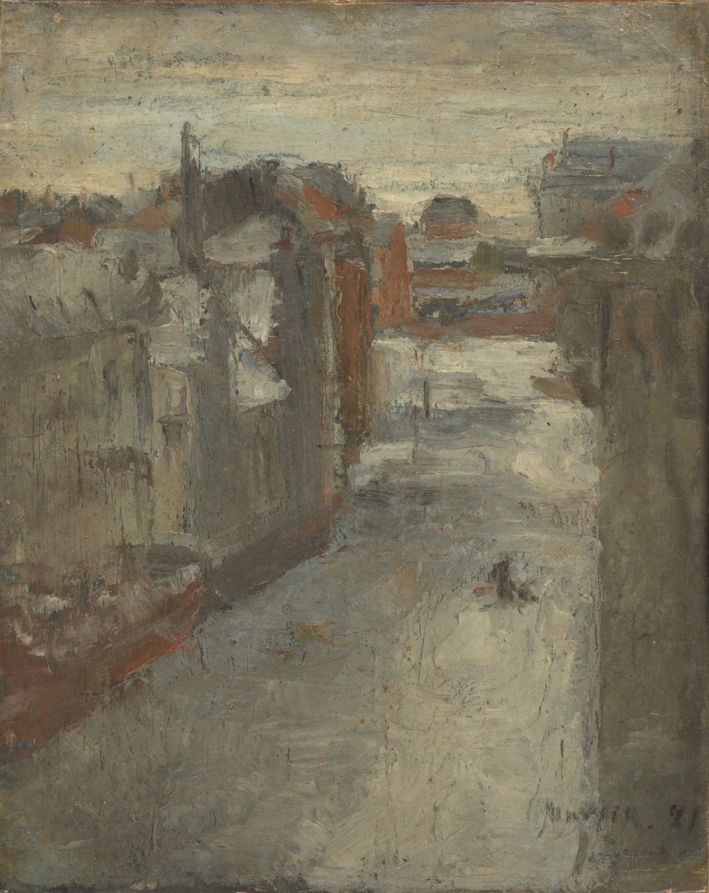 De Van Iseghemlaan in de sneeuw door James Ensor