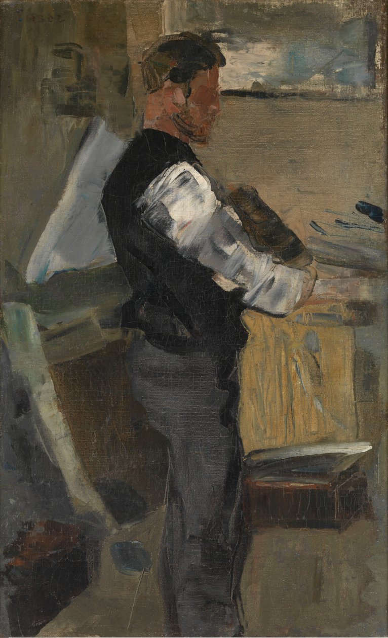 Willy Finch in het atelier door James Ensor