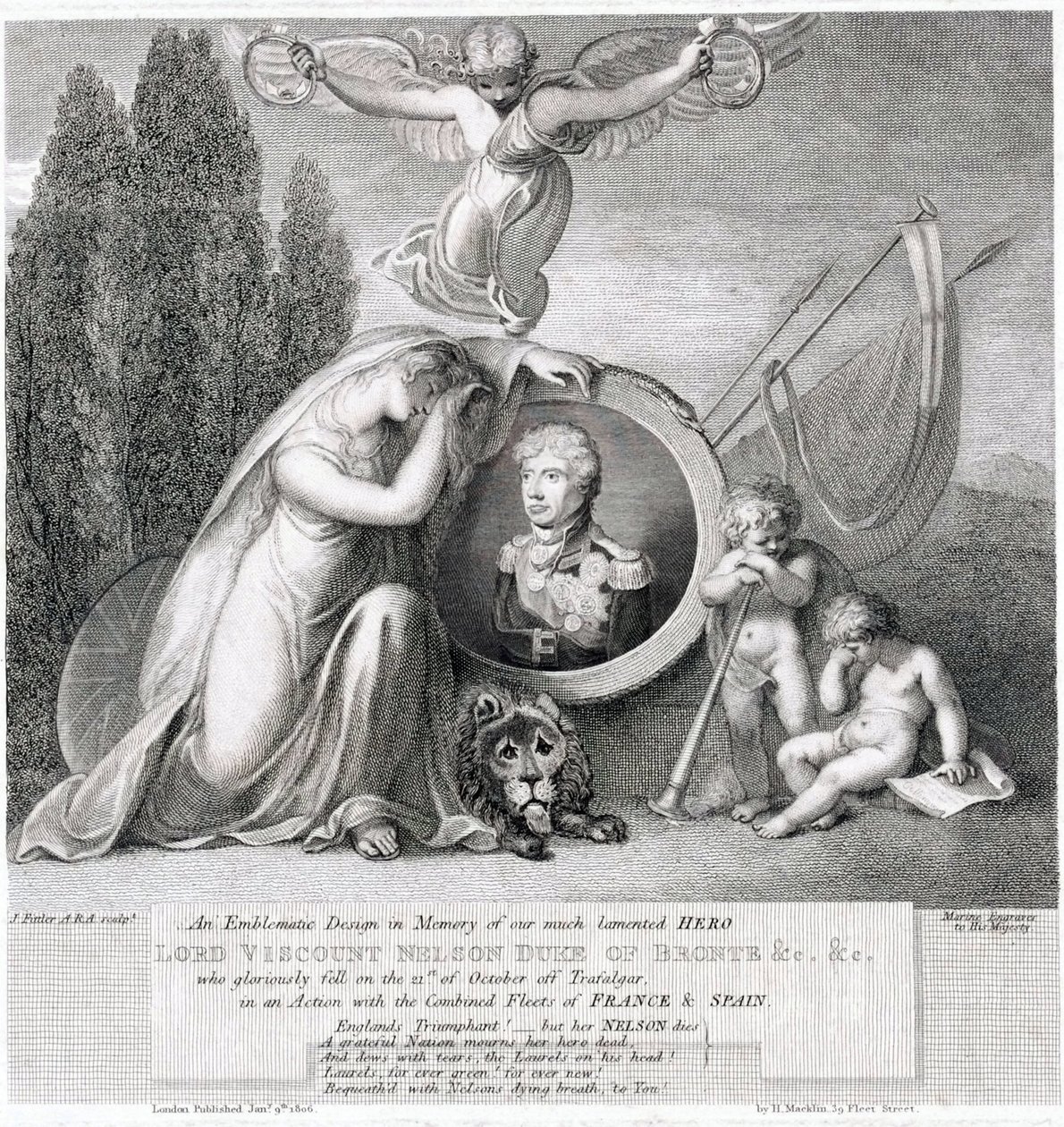 Iconische tekening ter nagedachtenis aan onze overleden held Lord Viscount Horatio Nelson (1758-1805) door James Fittler