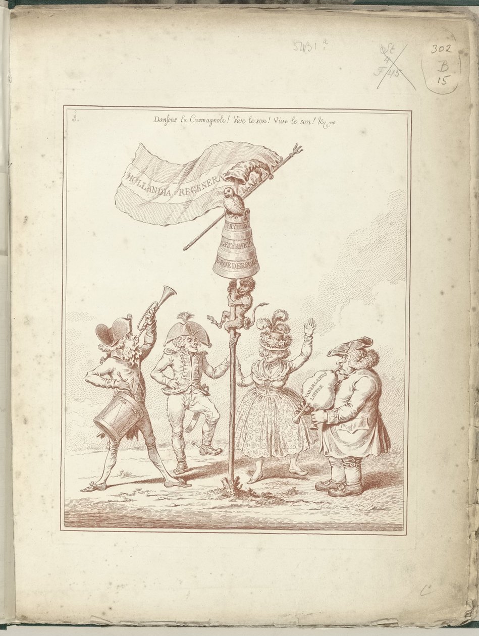 Titelprent van serie Hollandia Regenerata, 1795 door James Gillray (possibly)
