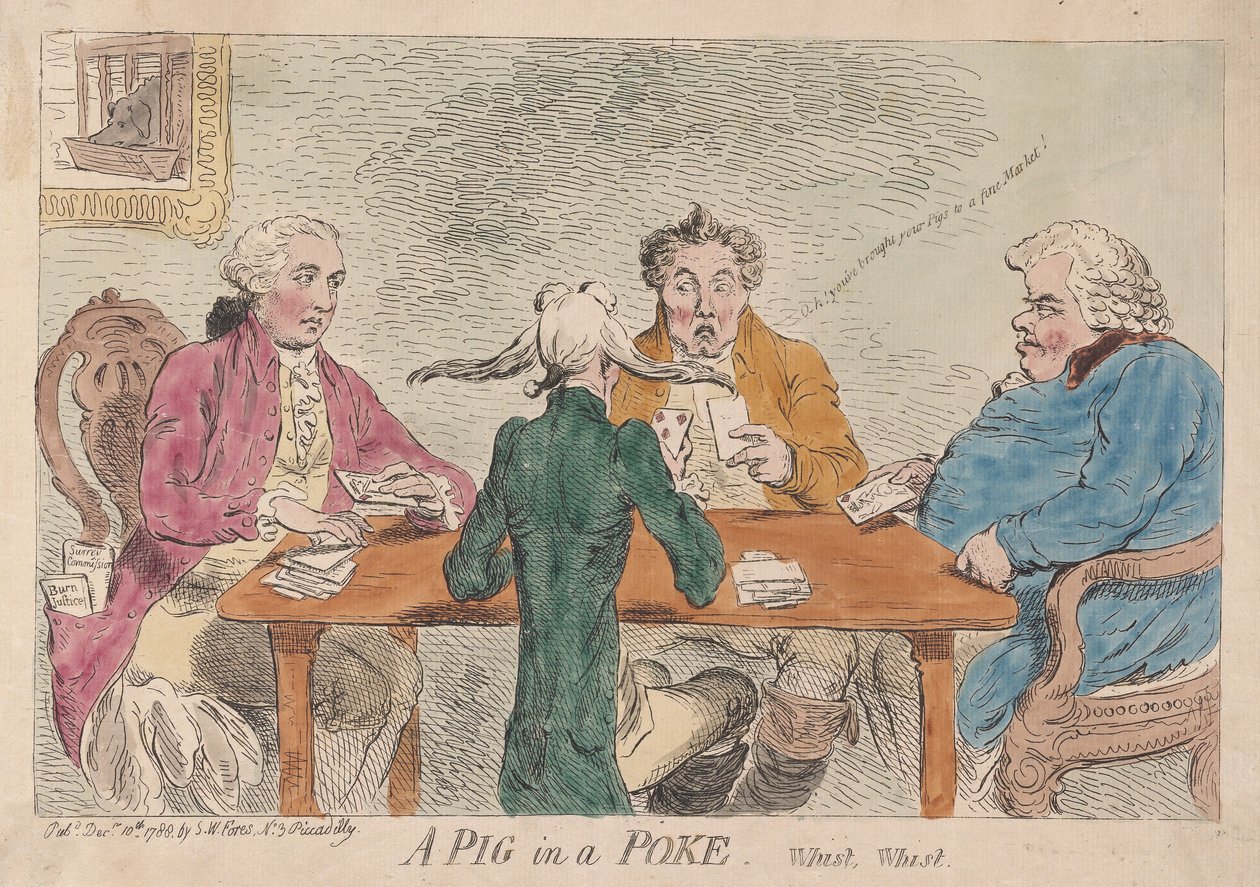 Een varken in een zak, Whist, Whist door James Gillray