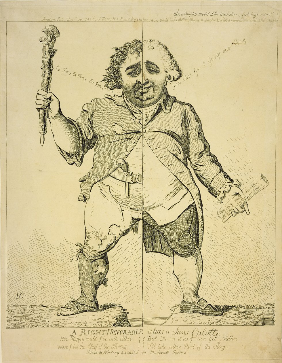 Een Eerwaarde alias een Sans Coulotte, gepubliceerd door S.Fores, 1802 door James Gillray