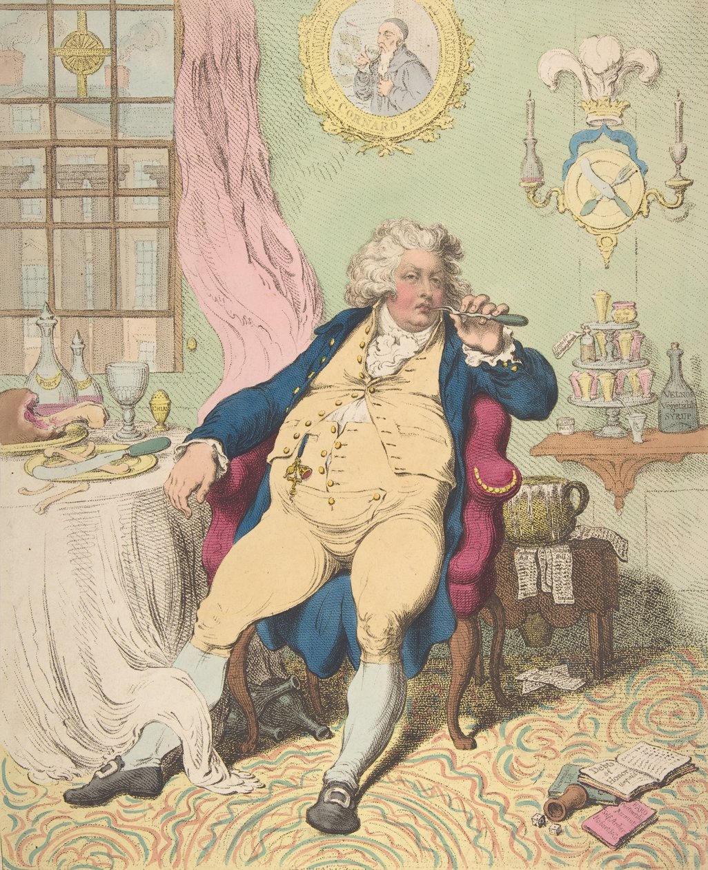 Een voluptueuze onder de verschrikkingen van de spijsvertering, 2 juli 1792 door James Gillray