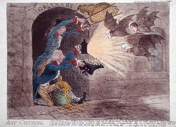 Vleermuizen vangen door James Gillray