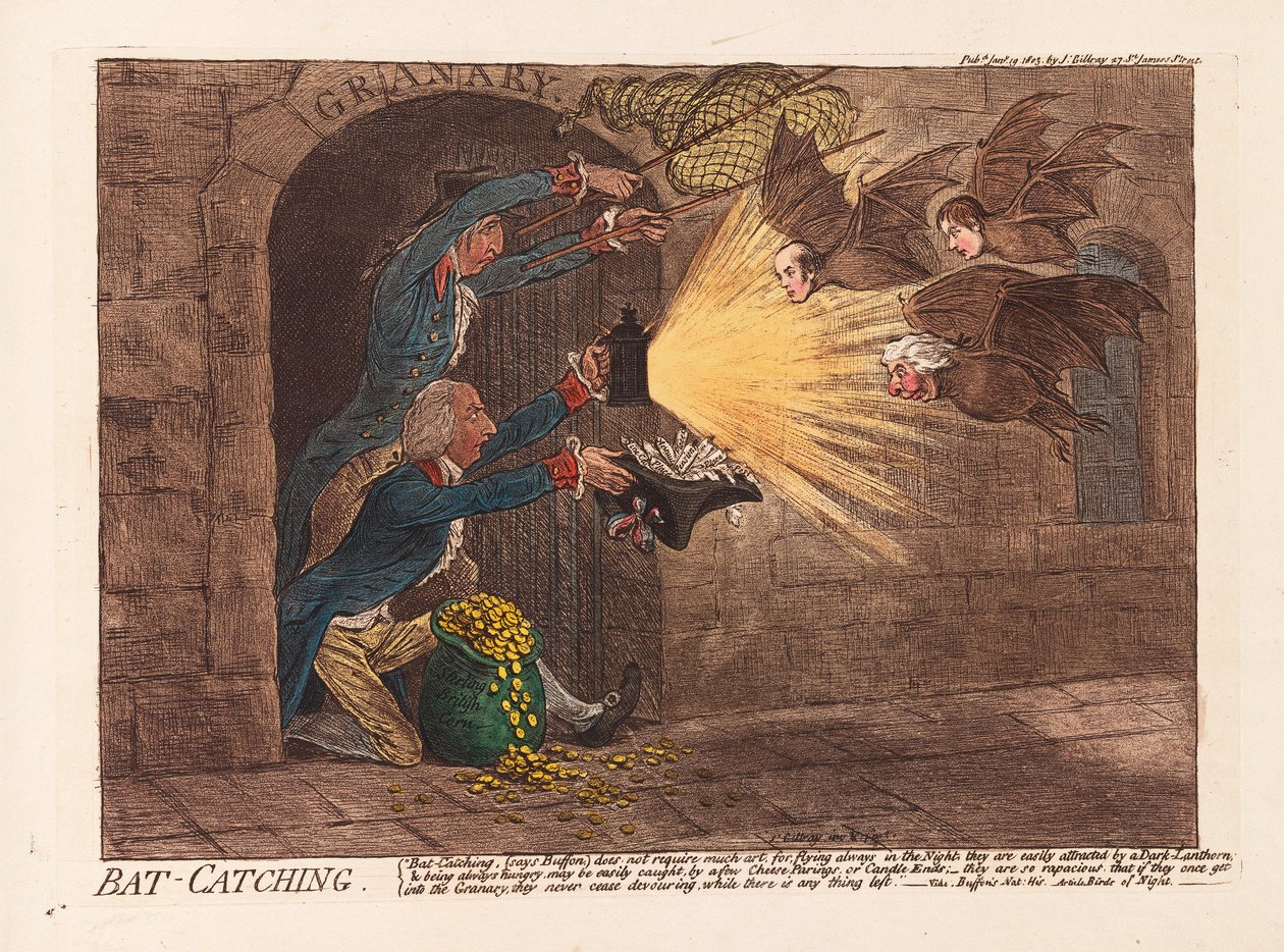 Vleermuizen Vangen door James Gillray