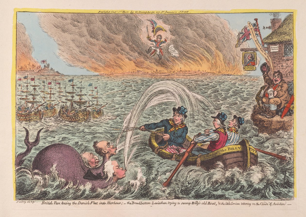 Britse Zeelieden slepen de Deense Vloot de Haven in: de Brede Bodem Leviathan probeert Billy