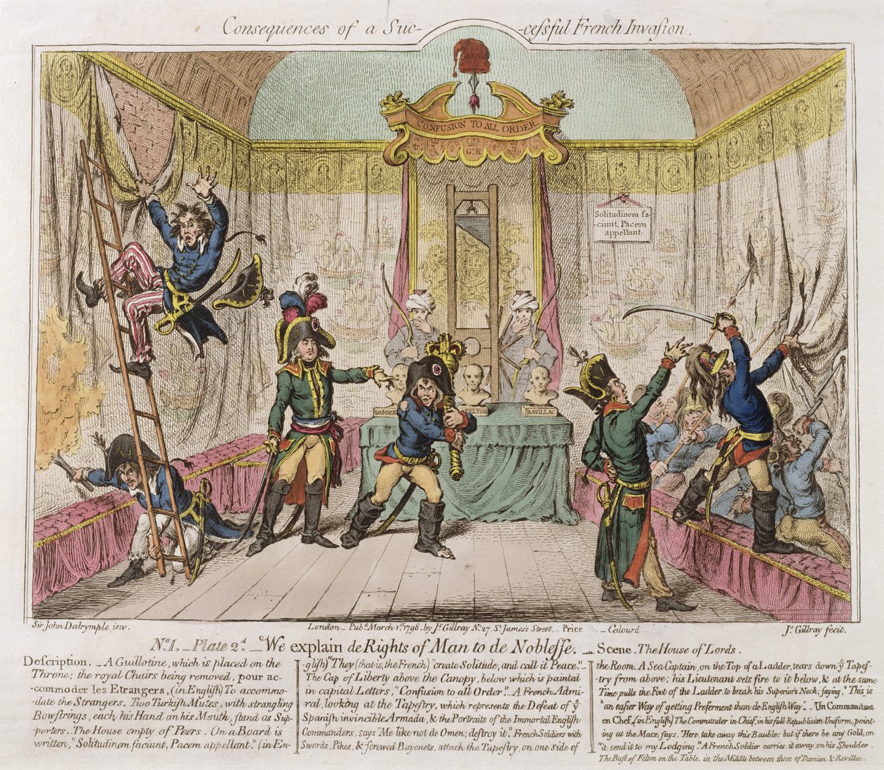 Gevolgen van een succesvolle Franse invasie, of We Leggen De Rechten Van De Mens Uit Aan De Adel door James Gillray