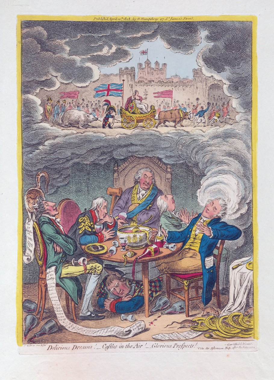 Heerlijke Dromen: Kastelen in de Lucht! - Glorieuze Vooruitzichten! door James Gillray