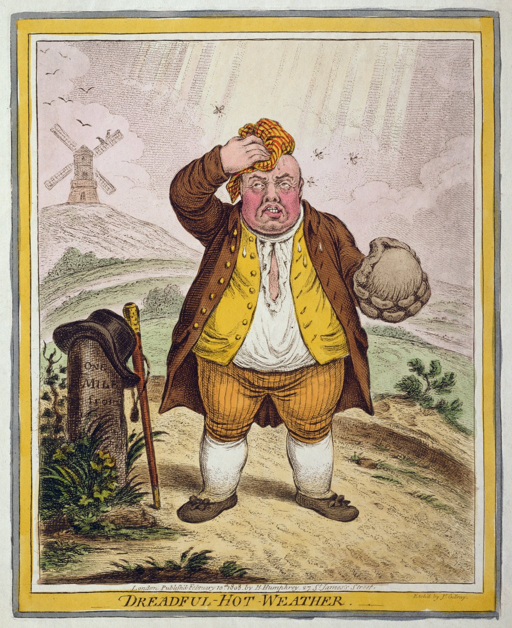 Vreselijk-Heet Weer, gepubliceerd door Hannah Humphrey in 1808 door James Gillray