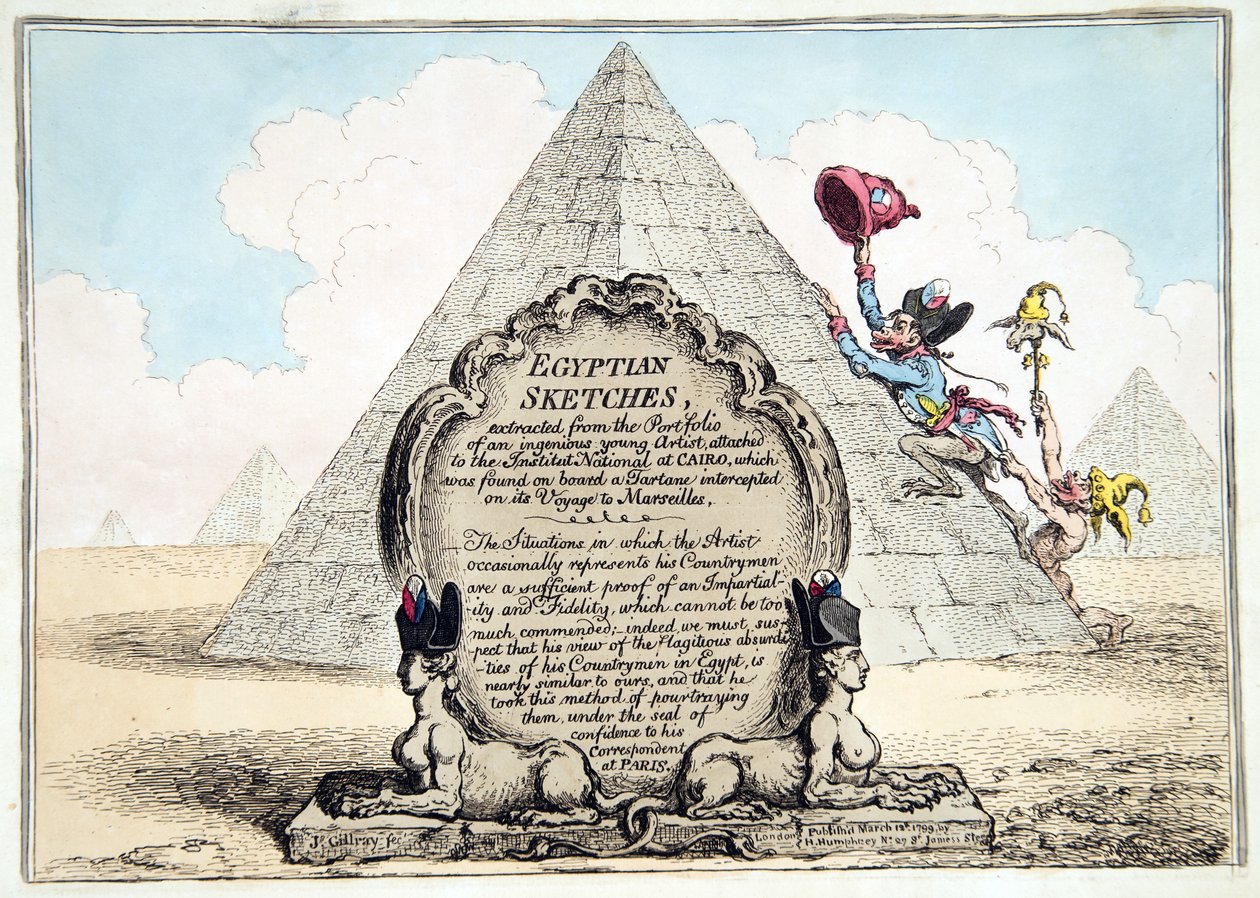 Egyptische schetsen, gepubliceerd door Hannah Humphrey in 1799 door James Gillray