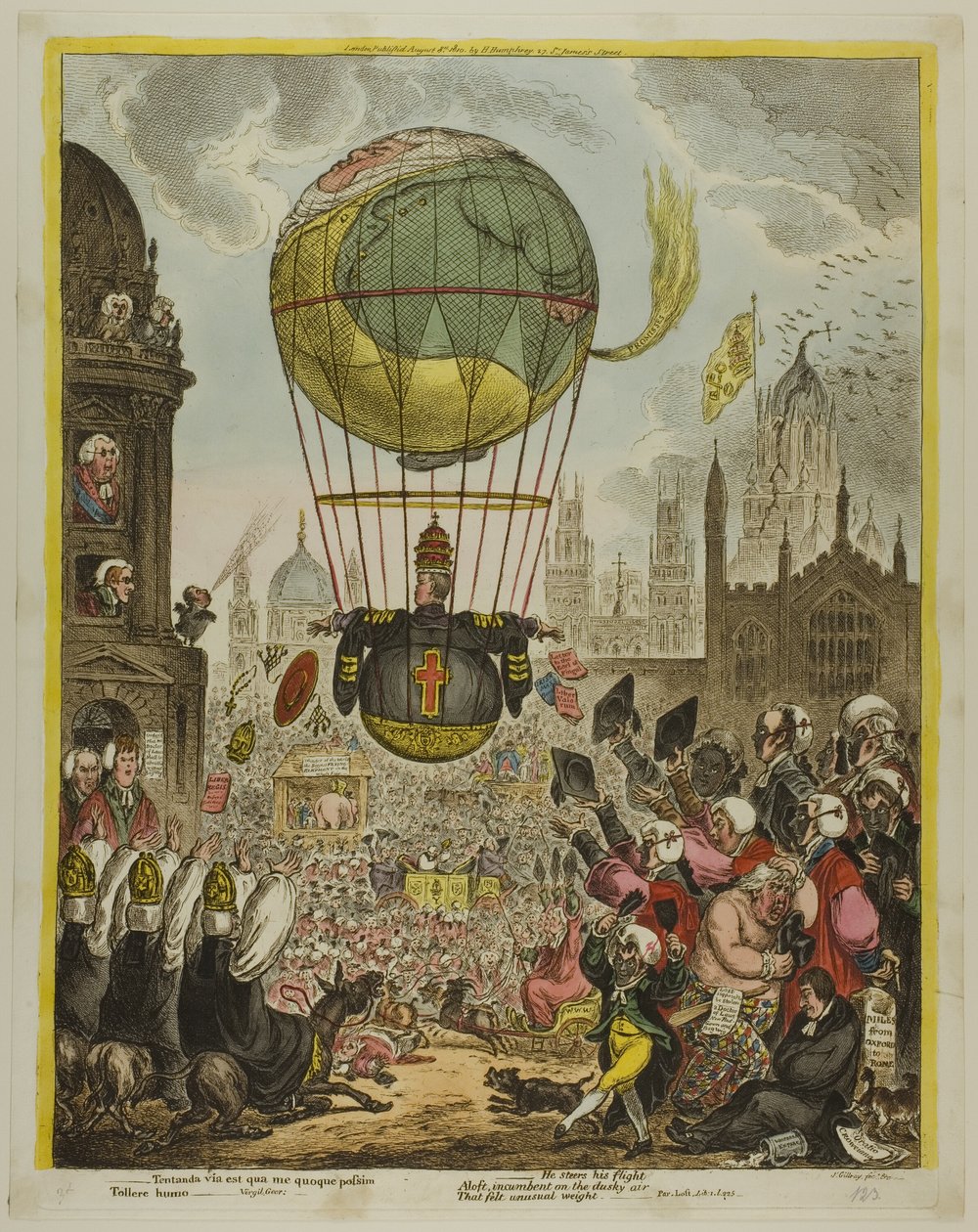 Hij stuurt zijn vlucht door James Gillray