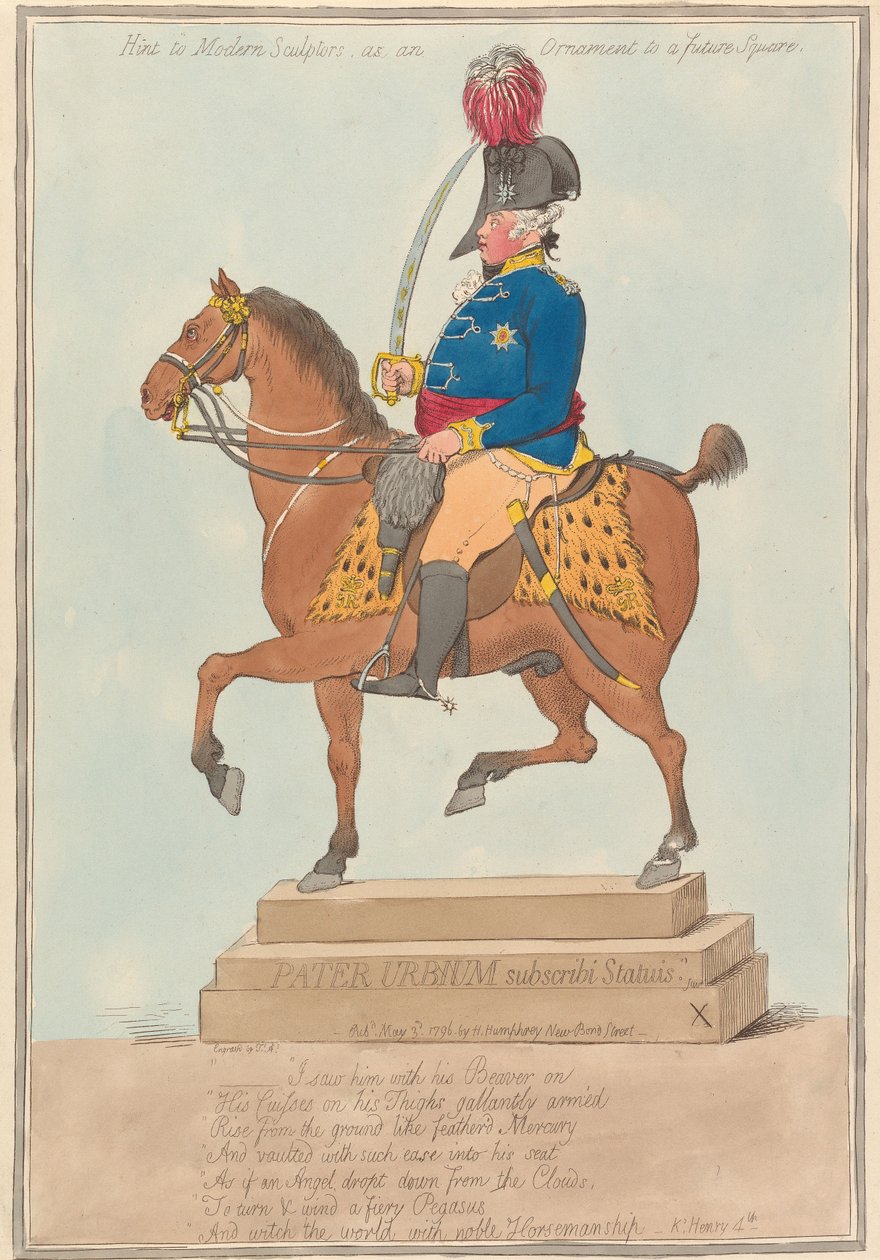 Wenk voor moderne beeldhouwers, als ornament voor een toekomstig plein door James Gillray