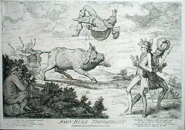 John Bull Triumphant, uitgegeven door William Humphrey in 1780 door James Gillray
